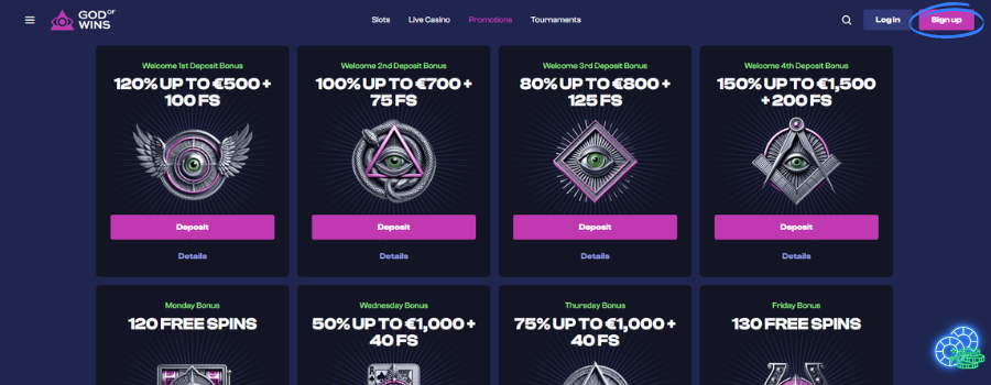 God of Wins casino bonus