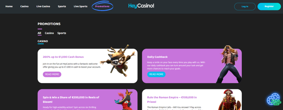 HeyCasino! bonus